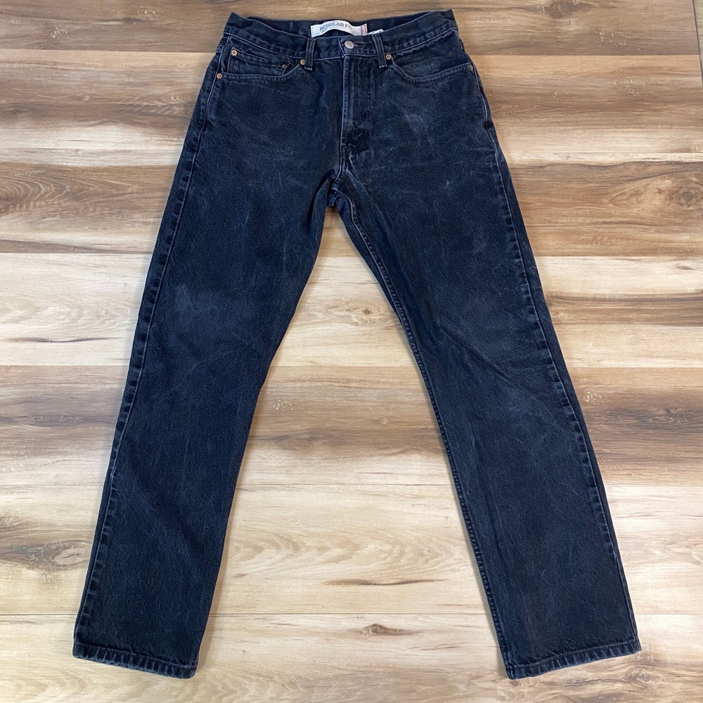 Levi's 505 Jeans Men 33x32 Heritage 100% Cotton Regular Fit Washed Black Vintage
